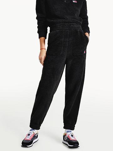 Női Tommy Hilfiger Recycled Fleece Sweatpant Nadrág Fekete | HU 248NWY